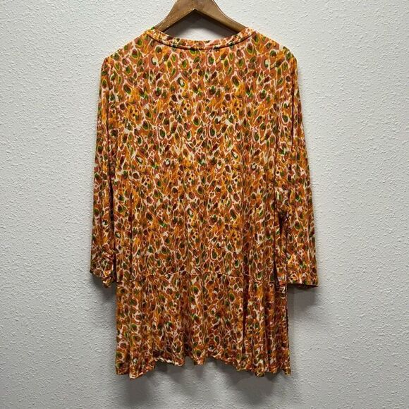 LOGO By Lori Goldstein Orange Multicolor Abstract Geometric Print Top Size XL - Picture 9 of 14